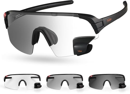 TriEye Fahrradbrille Mit Rückspiegel UV400 | Sport-Sonnenbrille Für Damen & Herren Robuste Leichte Fahrradbrille