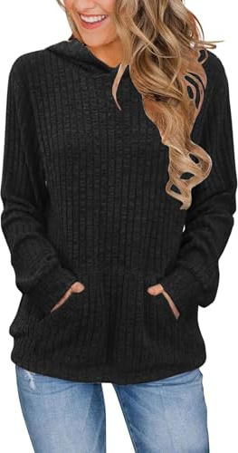 iChunhua Lightweight Hoodies for Women Uk Plain Cosy Long Sleeve Drawstring Hoodies Jumper With Pocket