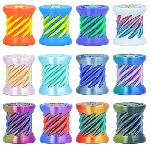 12Pcs Mini Spiral Cone Pyramid Fidget Toy, 3D Printed Impossible Cone Passthrough, Mini Vortex Thread Illusion Desk Deco, Anxiety & Stress Relief, Gift for Adults & Kids (Cylinder-12 PCS)