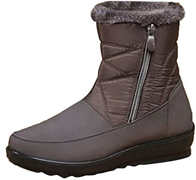 Stivaletti Invernali Donna Regali Natale Mamma Stivali con Tacco Stivaletto Basso Borchie Stringati Bimba Texani (Marrone,38)
