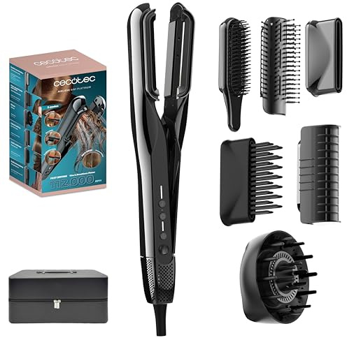 Cecotec Glätteisen AirLisse 6in1 iTwerk Platinum, 112.000 U/min | Infrarot, Vibrations- und Doppelheizplatten, Plasmafunktion und 3 Modi; Aufsätze für Locken, Volumen und Trocknen
