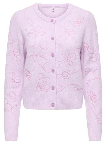 ONLY Damen Strickjacke Violett X_L | Normal geschnitten fit, Langarm, Casual, Bei max. 30 grad im wollprogramm waschen