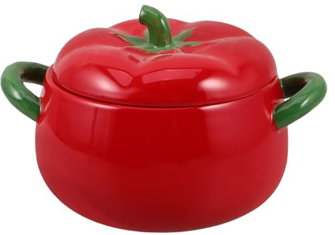 Zerodeko Olla de Cerámica Roja de 900ml con Doble Asa, Resistente al Calor y Fácil de Limpiar, Adecuado para Cocinar y Hornear en Uso Diario
