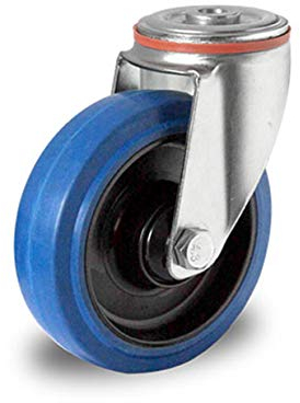 Lenkrolle mit Rückenloch 125 mm Elastik Blue Wheels