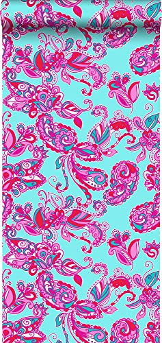 Tapete funky Blumen und Paisleys Türkis und Rosa - 136840 - von ESTAhome