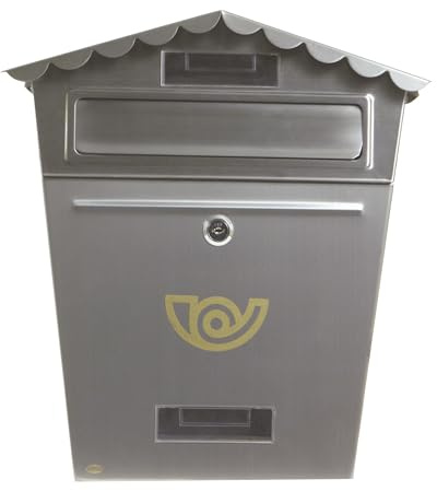 Amig - Klassisk utomhusbrevlåda - Postlåda för väggar, staket eller räcken - Mått: 37 x 32 x 10,5 cm - Stål - Grå
