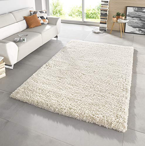 Hanse Home Mint Rugs Venice Teppich Hochflor Wohnzimmer-Teppich Weich Flauschig Langflor Shaggy Flokati Einfarbig für Kinderzimmer Schlafzimmer Arbeitszimmer Küche Flur Creme Meliert 160x230 cm