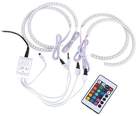 BOOMBOOST Anillo de luz LED RGB Angel Eyes Halo de 131 mm, Luces de circulación Diurna Multicolor, 4 Unidades