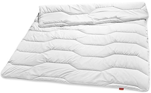 sleepling 193762 leichte Sommerbettdecke | Bio Baumwolle | Füllung aus recycelten Plastikflaschen | Made in EU | Ökotex | 140 x 200 cm, weiß