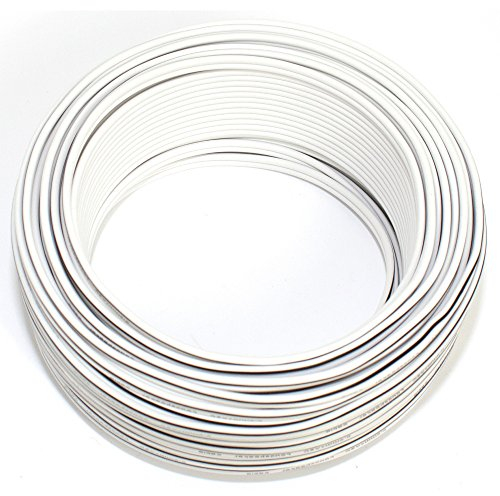 SeKi Cable de altavoz 2 x 0,50 mm2 – 25 m – blanco – CCA – Cable de audio – Cable de caja