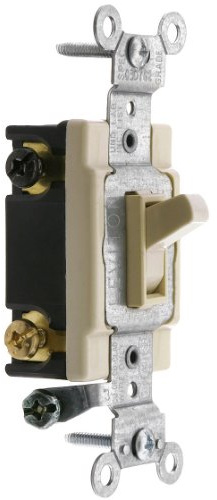 Leviton 15-Amp, 120/277-Volt, Toggle Framed 4-Way AC Quiet Switch, Commercial Grade, Grounding, 54504-2I, Ivory