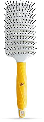 GK HAIR Global Keratin Vent Brush 3 Inches For Hair Styling Detangling Hair Brush for Blow Drying Curved Vented Styling Hair Brush for Long Thick Curly Hair - All Hair Types - For Men And Women