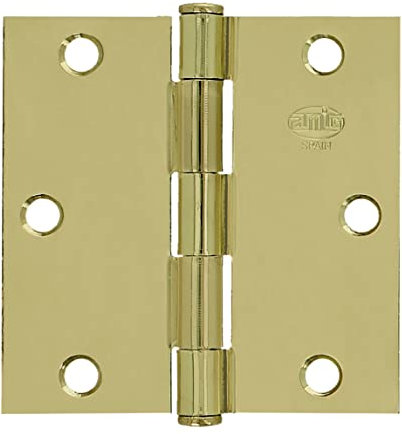 Amig - Hinge 1010 3 x 3 mm with Brass Coating, Safety Function for Furniture and Doors, Easy Installation, Universal for Interior Doors and letterboxes, Ventilation Grille Compatible