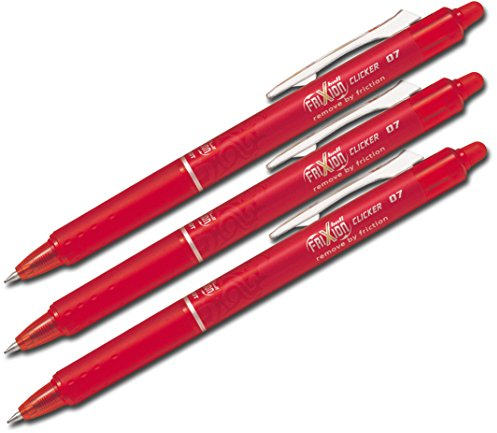 Pilot Frixion Tintenroller, radierbar, Schwarz, Rot, 3 Stifte