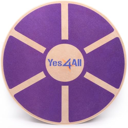 Yes4All Balance Board aus Holz; Brett mit hochwertiger rutschfester Oberfläche; Balance Trainer & Wackelbrett für das Ganzkörpertraining, Lila