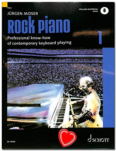 Rock Piano bande 1 de Jürgen Moser – Bases du clavier de jeu dans le Pop et Rock – professionnelle avec CD et coloré Cœur Note Pince