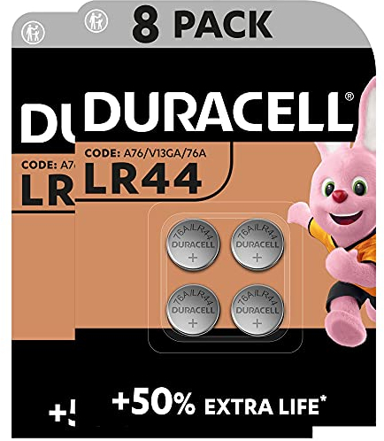 Duracell Batterie LR44 (confezione da 8) (A76) Pile alcaline specialistiche da 1,5 V – +50% EXTRA DURATA– Per l’utilizzo in termometri digitali, calcolatrici, torce, orologi da polso