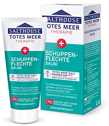 Salthouse Totes Meer Therapie Schuppenflechte Salbe, Behandlung von schuppender, trockener und geröteter Haut, Wirksamkeit klinisch getestet, 75ml