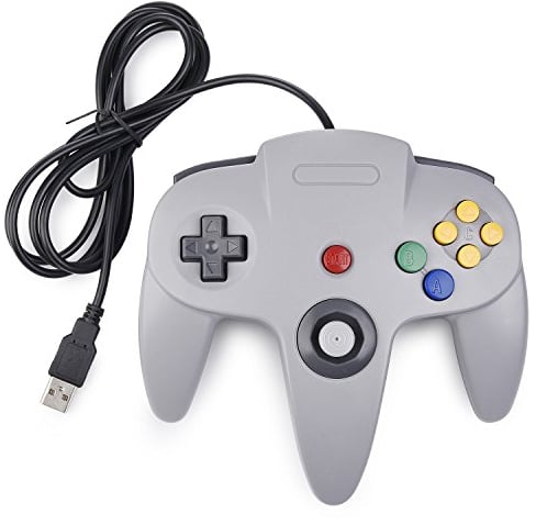 miadore Retro Controller per N64 Bit metallico USB Gamepad Joystick controller di gioco 1 Confezione Grey