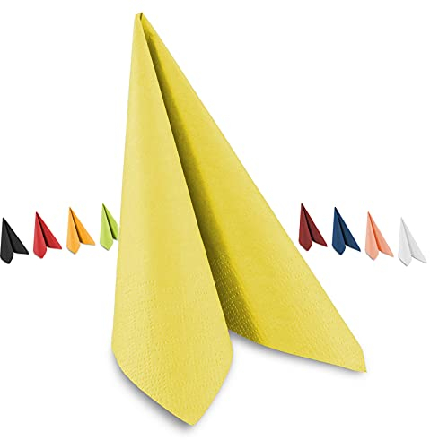 Tafel-Servietten, 3-lagig, 40 x 40 cm, Inhalt 250 St., in unterschiedliche Farben, jeweils abgestimmt auf Einrichtung & Dekoration, für Gastronomie & Zuhause, gelb