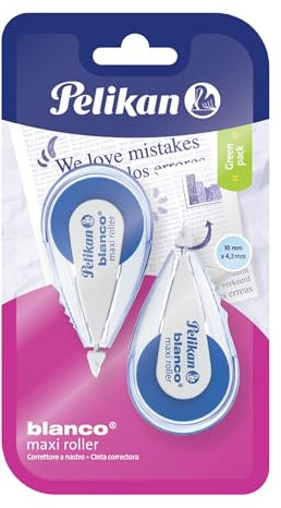 Pelikan Weiße Maxi Roller XXL, Korrekturband, Weiß, 4,2 mm x 10 m, 2 Stück, ohne Lösungsmittel, Büro, Schule, Schreibwaren