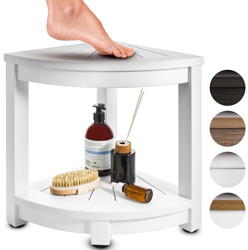 ROHKEX Eck-Duschhocker, wasserdicht, strapazierfähig, zum Rasieren von Beinen und Innendusche, stabiler Badesitz zur Entspannung, Duschablage und Sitz, für drinnen und draußen, einfache Montage