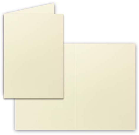 50 Faltkarten B6 - Vanille - Blanko Doppel-Karten - 12 x 17 cm - sehr formstabil - für Drucker geeignet - Serie: FarbenFroh