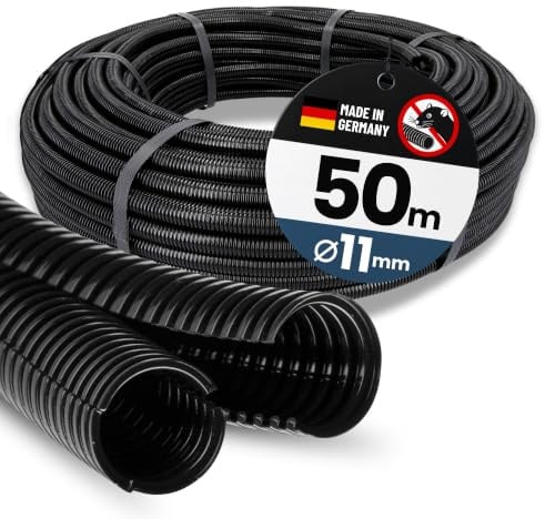 Kalitec 50m Wellrohr Twin NW 13 - Zweiteiliger Wellschlauch - Solarwellrohr | Marderschutzrohr & Leerrohr für PV-Anlagen - Kabelschutz AD 16 mm ID 11 mm - UV-beständiges Polypropylen - Teilbar