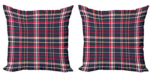 ABAKUHAUS Plaid Kissenbezug Set (2Stück), Retro Englisch Klassik, doppelseitiges Digitaldruckdekor mit Reißverschluss, 50 cm, Mehrfarbig