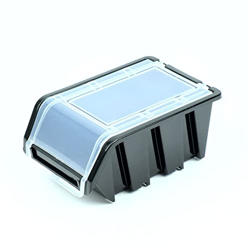 50 x Stackable Storage Boxes with Clear Lids for Small Parts Storage System Garage Workshop Plastic 155x100x70mm