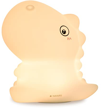 Navaris LED Nachtlicht Dino Design - aufladbar mit Micro USB Kabel - Süße RGB Farbwechsel Kinder Nachttischlampe - Dinosaurier Schlummerlicht Weiß