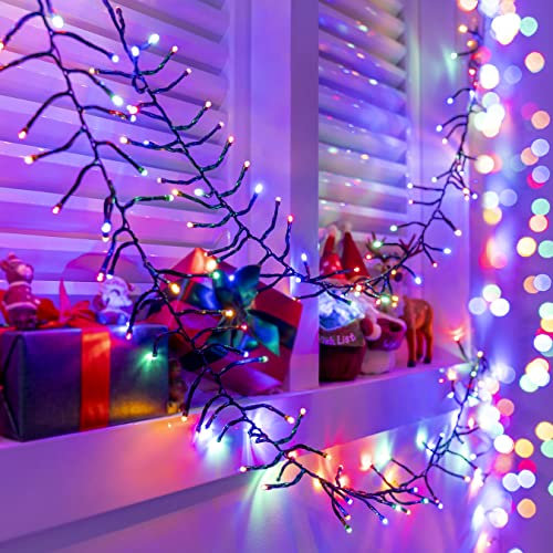 Ollny Outdoor Cluster Christmas Lights - 15m 1000LEDs Xmas Tree Fairy Lights Mains Powered Plug in with 8 Modes/Timer/Remote, Bright Waterproof String Lights for Garland Outside Indoor Decoration