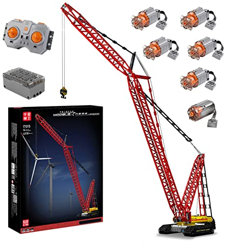 Mould King 17015 Technik Kran 188cm Raupenkran LR-13000 Raupenkran mit 6 Motoren, 4318 Teile Technik Ferngesteuert Kran Bauset Technologie Ringkran MOC 39663, Ab 8 Jahren