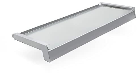 Seiletech.de Fensterbank Stahl + Pulverbeschichtet | 120 cm | Silber RAL 9006 | Tiefe 22,5 cm | Wetterfest | Inkl. Alu Endkappen | Fensterbrett | Aussenfensterbank | Outdoor | Fenstersims | Aussen