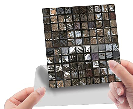 30 Stück Fliesenaufkleber, 15 x 15 cm, Küche Klebefliesen Fliesenfolie, Mosaik Wasserdicht Wandfliesen Selbstklebend, Fliesen Folie für Küche/Bad/Boden/Badezimmer Deko (A)