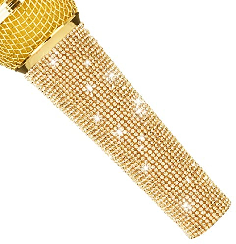 RhymKawa B58 Champagner-Gold-Abdeckung, schmücken, universelles kabelgebundenes Mikrofon, SM58LC, Beta 58a, Glitzer-Strass-Hülle, Ersatz, glänzend auf Hochzeiten, Partys, Touren, TV-Shows