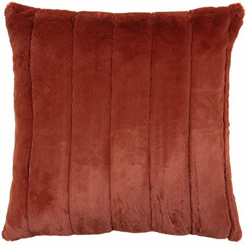 Paoletti Empress Polyester Filled Cushion – Soft Faux Fur Velvet Decorative Cushion with Concealed Zip for Elegant Home Styling (Rust - 55x55cm)