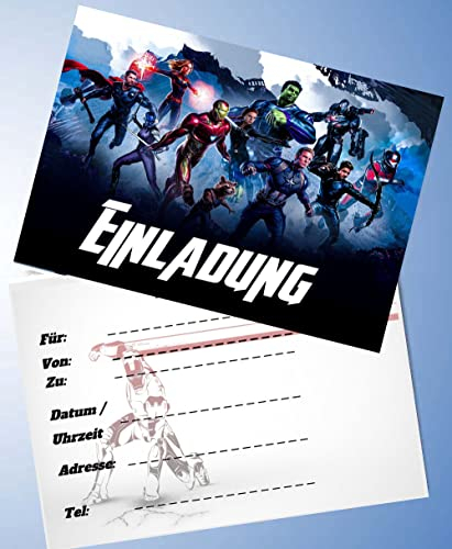 ich 12 Einladungskarten & 12 Umschläge für Geburtstag Partys und Kindergeburtstag The Avengers Nr. 5