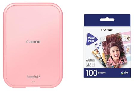 Canon Zoemini 2 Portable Photo Printer (Rose Gold), Wireless Bluetooth App Connection for iOS & Android, 2x3 Inch ZINK Photo Paper, No Ink, No Fuss, Perfect for Travel, Parties, Events