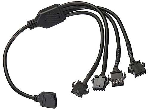 sourcing map ARGB Verteiler 12V 4Pin an SM 4Pin Buchsen Verlängerung Kabel Adapter Anschluss Ansprechbar für PC Lüfterleistung Computergehäuse Hauptplatine 1 bis 4 Stil