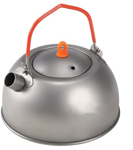 600ml Titanium Tea Kettle Boiling Titanium Kettle/Cup - Lightweight and Corrosion-Resistant - Foldable Handle - for Camping and Hiking(600ml Kettle)