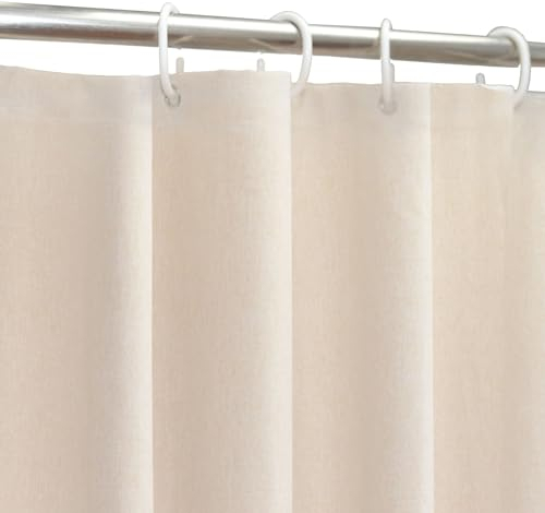 YISURE Tenda da doccia beige 200 x 200 cm in lino, pesante idrorepellente lavabile in lavatrice, larghezza 200 x altezza 200 cm