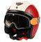 Vintage Motorradhelm, Retro Motorrad Offener Helm DOT/ECE-Zulassung, Open Face Motorrad Helme Mit Schutzbrille, PU-Leder Jethelme Herren Damen, Helm Für Moped Roller ( Color : A , Size : L=59-61cm )