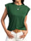 BellaDila Sommer Top Damen Ärmellose Tshirt Locker Rundhals Flügelärmel Oberteile Elegant Gestreift Tunika Bluse Tops für Frauen, Grün, XL