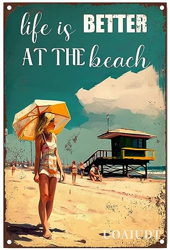Retro „A Girl's Life By The Sea“-Gemälde, Wandkunst, „Life Is Better At The Beach“, Metallschild, moderne Kunstdrucke, Metallschild, Wanddekoration, Club, Bar, Menschen, Höhle, Fitnessstudio, Dekor, 3
