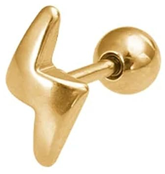 BlackAmazement 316L Edelstahl Helix Tragus Ohrstecker Piercing Blitz Lightning Thunderbolt Silber Gold Damen Herren (Gold)