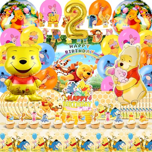 83 Pcs Ballon Winnie l'Ourson 2 Ans, Winnie l'Ourson Anniversaire 2 Ans, Decoration Anniversaire Winnie l'Ourson, Winnie l'Ourson Decoration, Toile De Fond Winnie l'Ourson, Winnie l'Ourson Nappe