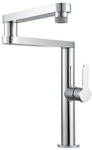 MOOEDJKL Küchenarmatur Heißes und Kaltes Wasser Gewerbliche Küchenarmaturen Messing 2 Funktionen Topffüller Wasserhahn Faltend Dehnbar Doppelgelenk Schwenkarme Einhand Deck Montiert,Orb(Chrome)
