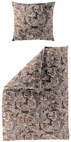 Traumschlaf kuschelig weiche Biber Bettwäsche Gent Gold aus 100% Baumwolle mit Reißverschluss 155x220 cm + 80x80 cm