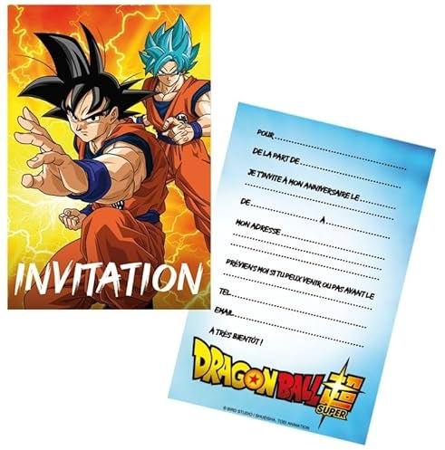 Chaks 12809-DB, Confezione di 8 biglietti d'invito per compleanno, 15 x 10 cm, Dragon Ball®